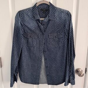 J. Crew Navy Jean Star Print Button Up Shirt